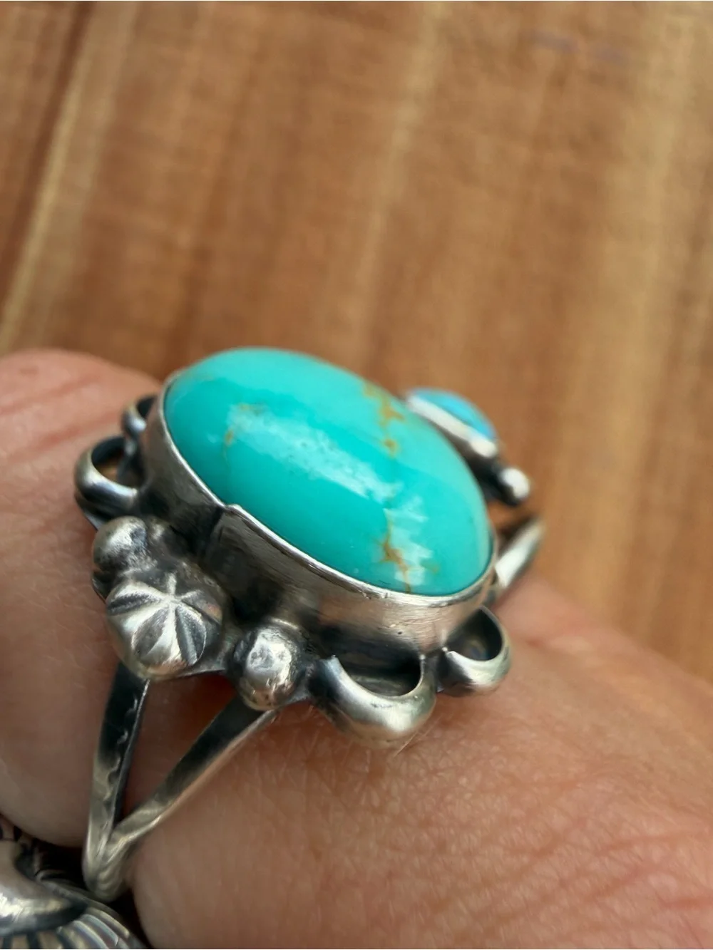 Navajo Handmade By Ronnie Martinez Kingman Turquoise Ring Size 8.5